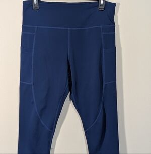 ZYIA Active Capri Leggings Womens 12 Blue High Rise Pocket Athletic Pants